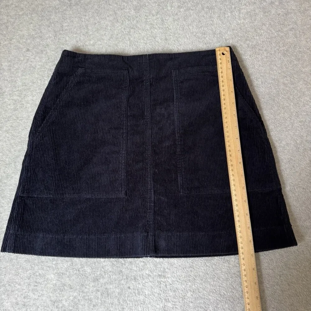 Uniqlo Corduroy Mini Skirt Women 6 Blue Navy Textured Pockets